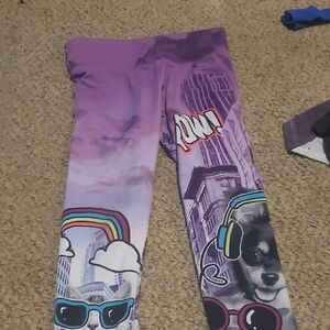 One 5 One Purple Leggings with Whimsical Design